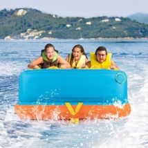 Bouée Tractée Gonflable pour 3 Personnes Charge 300KG Gonflable Bateau Remorquable Housse en Nylon avec 2 Points de Remorquage 193x189x82cm CW3890