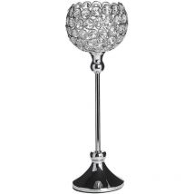 Bougeoir à Pied en Métal et en Verre Argenté pour Bougies Piliers Parfait pour Décorer Table de Salon ou Cheminée au Style Moderne Beliani
