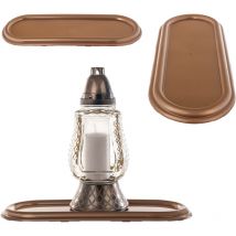 Kadax - Bougeoir bougie 40 Cm dessous de verre plateau funéraire plastique doré