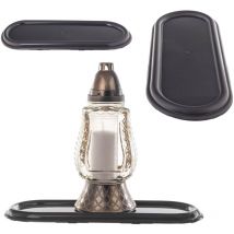 Bougeoir bougie 40 Cm plateau funéraire dessous de verre en plastique