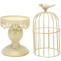 Feiyue - Bougeoir décoratif en forme de cage à oiseaux, bougeoir en métal, style rétro, pour décoration de bureau ou de maison