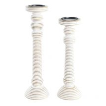 Bougeoir of the Brand, Colour White, of Iron and Wood of Handle (15 x 15 x 53 centimètres). - Dkd Home Decor