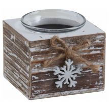 Bougeoir en bois avec flocon