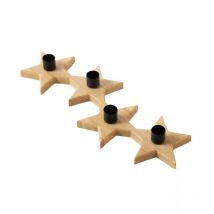 Bougeoir en forme d'étoiles, bois de caoutchouc.