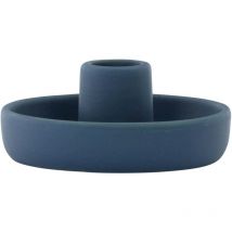 Bougeoir en grès Otis Bleu foncé