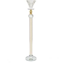 Bougeoir en Verre avec Perles Dorées