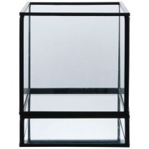 Bougeoir Hurricane, Verre, Métal, Noir, 12x12x15 cm