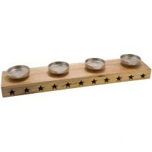 Spetebo - Bougeoir mangue 71 cm - 4 plaques de bougies en aluminium - modèle : angulaire