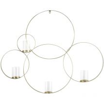 Bougeoir Mural Elégant de 80 cm en Métal Doré et Verre Supports Ronds Buru