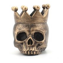 Bougeoir tête de mort pour bougies piliers – Superbe décoration d'Halloween pour le salon, la chambre, la cuisine, l'extérieur et plus encore.(bronze)