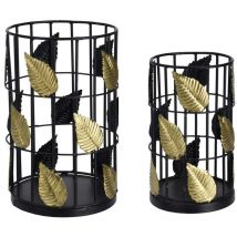 Bougeoirs en métal pour bougie chauffe-plat, feuilles décoratives, 2 pièces