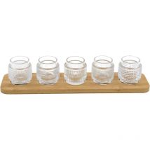 Bougeoirs en verre avec support en bambou