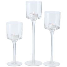 Bougeoirs en verre, trois hauteurs, AROSA