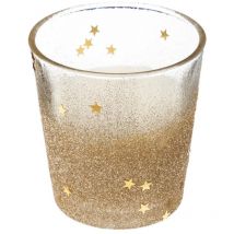 Bougie Dorée dans un Pot en verre pailleté et étoilé 90G - Feeric Christmas