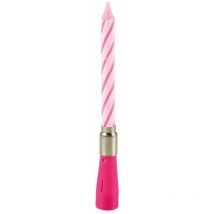 Bougie d anniversaire musicale 12.5 cm rose