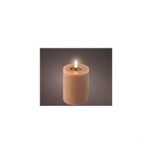 Lumineo - Bougie en cire led lignes marbre Ø7x11,2cm – Marron