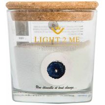 Bougie en poudre 250 grs bleu pailleté – Écoresponsable – 40 heures de combustion – 10 cm de diamètre x 12 cm de hauteur