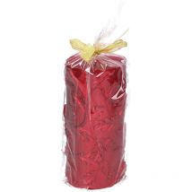 Bougie à la paraffine rouge feuilles en reliefcm ø7h15