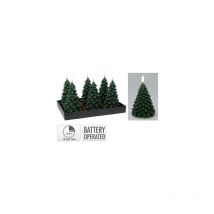 Bougie led effet flamme en forme de sapin 19cm Basics Vert foncé