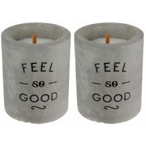 Bougie senteur linge frais pot en ciment (Lot de 2)