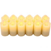 Meterk - Bougies électroniques de noël, 12 pièces, rechargeables, simulation de lumière jaune chaude, bougie cylindrique avec base, câble usb
