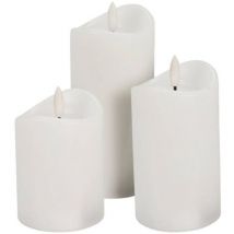 Bougies en cire avec flamme led, 3 pièces.