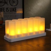 Choyclit - Bougies rechargeables 12 bougies chauffe-plat led sans flamme vacillantes, comme de vraies bougies, pour fêtes, événements, mariages,