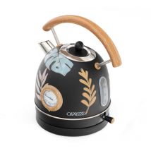 Caprizze - Bouilloire Nara 2200 w en Acier Inoxydable Thermomètre Intégré Capacité 1,8 l Décoration Florale et Effet Bois