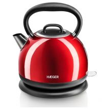 Bouilloire électrique Haeger rouge cherry - 2200w - 1.7l - système sans fil - corps en acier inoxydable et élément chauffant dissimulé - base