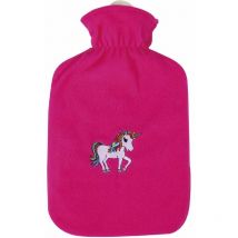Bouillotte 2 litres rose avec Licorne brodée