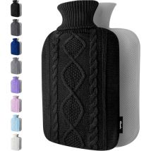Bouillotte avec housse - Housse tricotée douce de qualité supérieure - Grande bouillotte 2l, bouillotte pour enfants, bouillotte pour adultes pour