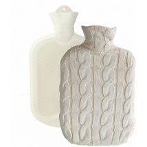 Bouillotte en caoutchouc eau chaude ou froide avec housse coton - 2 l - Plaid - Beige Sänger beige