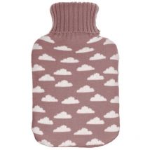 Fabrilamp - Bouillotte Mimo 1,7l Doublure Nuages Roses 20x32x4 Cm Souple et Agréable au Toucher