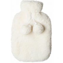 Bouillotte toute douce à pompons