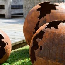 Jardinex - Boule déco jardin métal craquelée - Rouille 50 cm