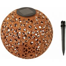 Boule de décoration en métal aspect rouille - ø 20 cm - solaire / led blanc chaud