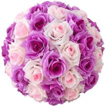 Boule de fleurs de roses artificielles romantiques pour centres de table de mariage en plein air