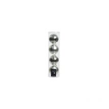 Boules de Noël à suspendre en verre 10 cm Argent. Lot de 4