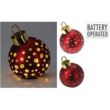 Boule de noël avec led, blanc chaud, rouge mat, ø15cm. Basics