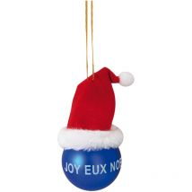 Boule de noel bleu avec bonnet