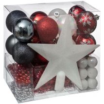 Kit de sapin Ferme aux sapins 44 pièces blanc rouge - Feeric lights & christmas