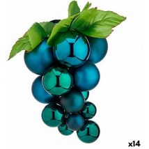 Boule de raisin de Noël mini plastique bleu 15 x 15 x 20 cm (14 pièces)