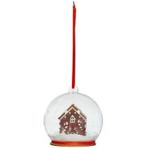 Boule de noel transparente 8 cm maison biscuit