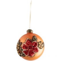Boule de noël broderie fleur en sequins