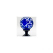 Boule de rampe cristal bleu Mousson pied noir