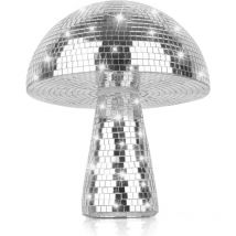 Boule disco en forme de champignon, boule disco argentée, réflecteur argenté à paillettes(6inch 15x15.5cm-Argent)