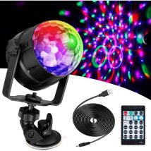 Boule disco Lampe disco led avec 15 formes d'éclairage, effets de lumière disco Lumière de fête rvb rotative à 360 ° Boule disco à led avec cable usb