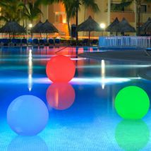 Etc-shop - Boule flottante extérieure lumineuse lampe de jardin boule lumineuse piscine, résistant aux intempéries, rouge bleu vert, G4 10W 360Lm