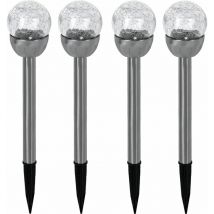 Boule lumineuse, lampe d'extérieur, lampe solaire, lampe de jardin aspect verre brisé, éclairage de chemin, batterie, led, DxH 6x24,5cm, lot de 4