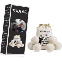 Toolive - Boule Seche Linge, Lot De 6 Boule De Sechage Seche Linge Balle De Sechage xl, Non Toxique, 100% D'assouplissant Naturel Réutilisable De